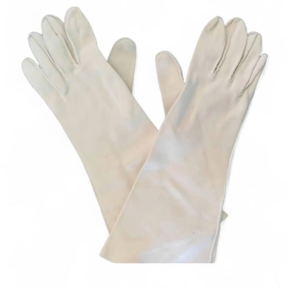 VINTAGE Long Cream Gloves Large Retro Formal Off White Costume